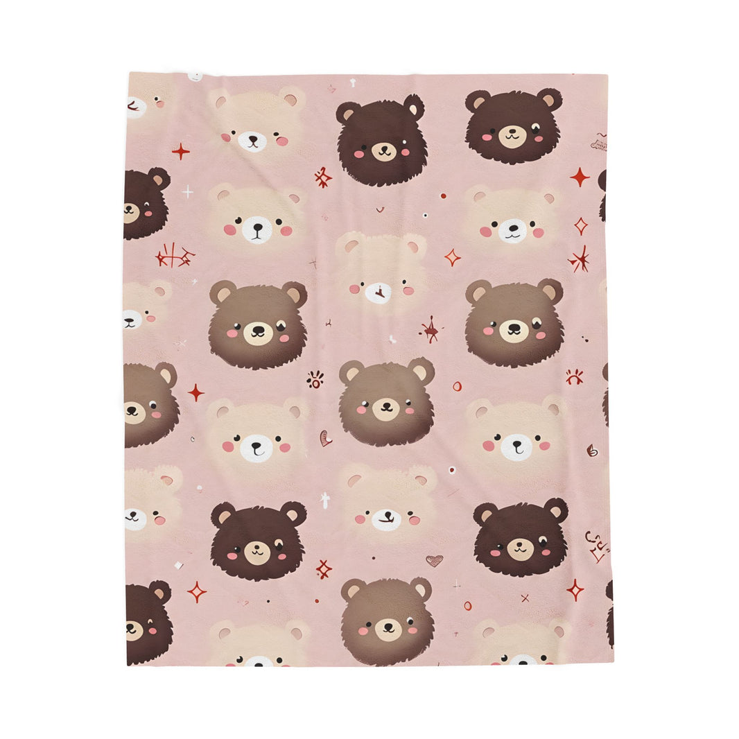 Kids Velveteen Plush Blanket, Pink Teddy Bear Soft Throw for Girls, Children's Gift, Nursery Decor, Cozy Bedding, Baby Shower Present