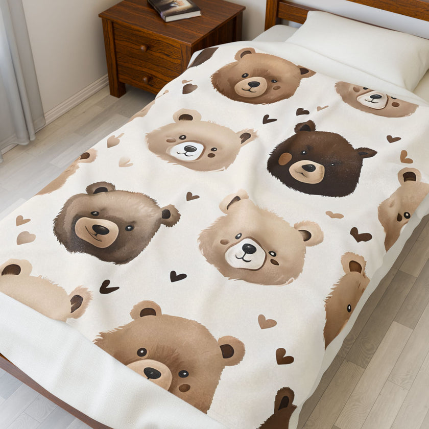 Teddy Bear Kids Blanket, Nursery Decor, Baby Shower Gift, Cozy Child Throw, Soft Toddler Bedding, Warm Lap Cover