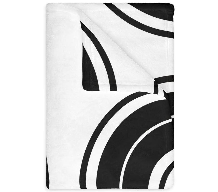 Black and white Circle Pattern Velveteen Microfiber Blanket (Two-sided print)