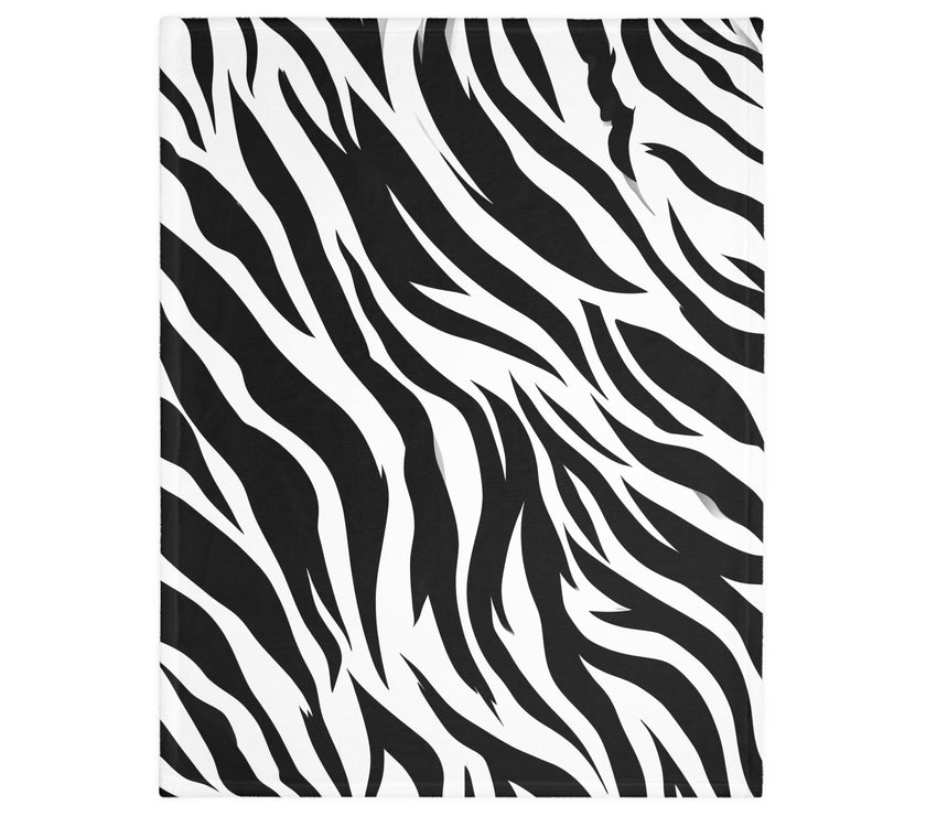 Velveteen Microfiber Blanket (Two-sided print) - Black and White Zebra Stripes, Cozy Throw for Home Decor, Animal Lover Gift, Safari Chic