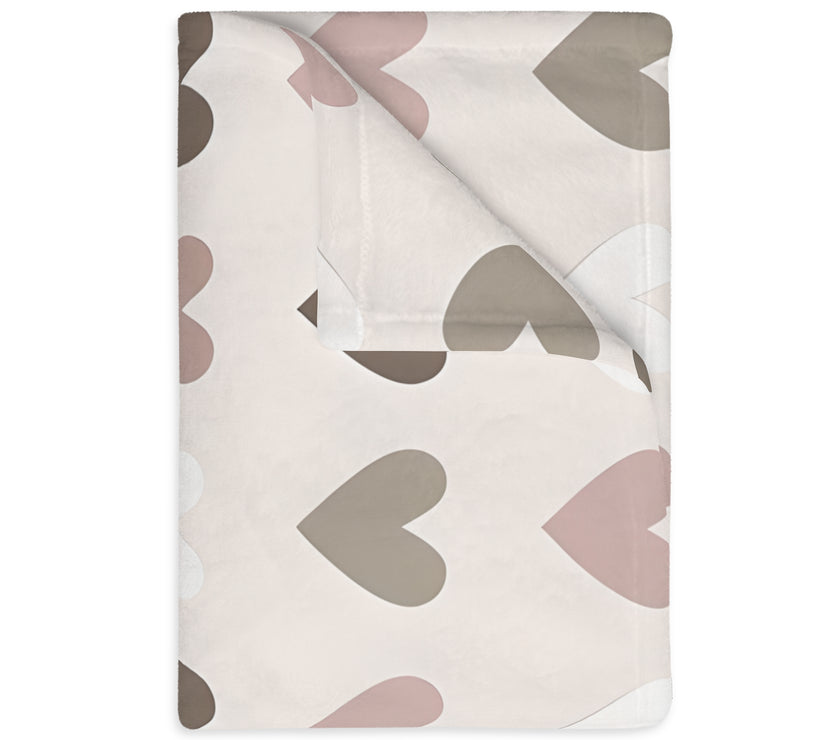Pink Hearts Velveteen Microfiber Blanket (Two-sided print)