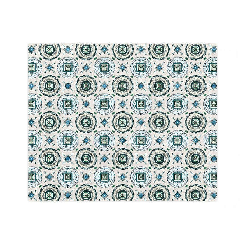 Blue and White Velveteen Microfiber Blanket