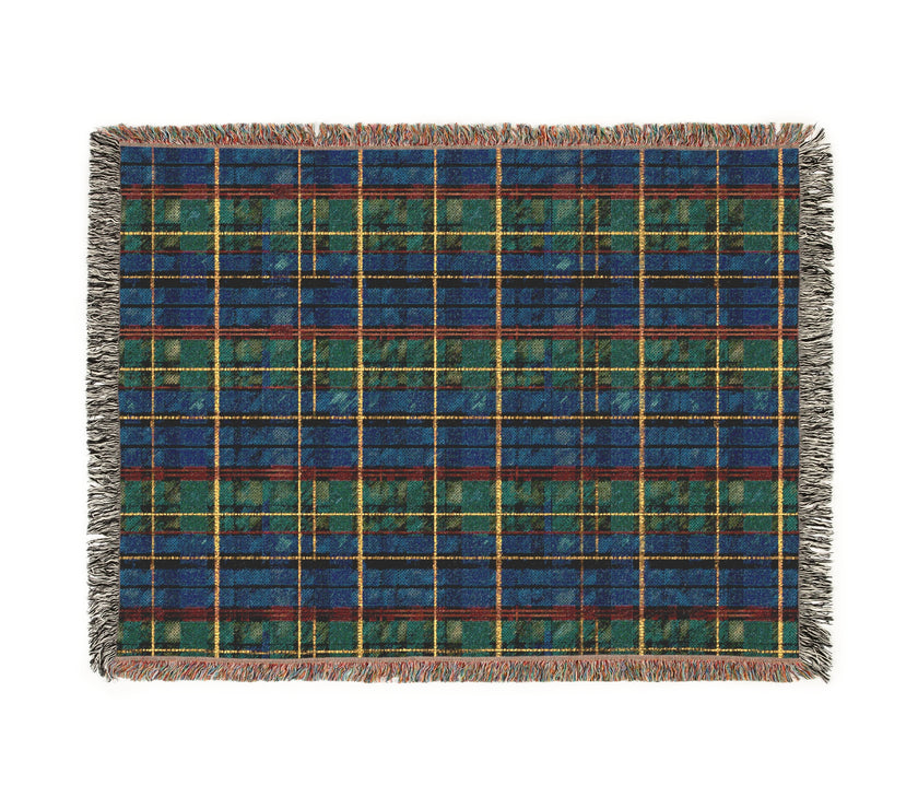 Plaid Woven Blanket - Cozy Blue Tartan Throw for Home Decor, Winter Gift, Sofa Accent - Christmas, Holiday, Housewarming Present, Bedding