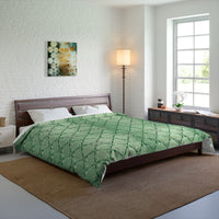 Botanical Green Quilt Comforter, Cozy Floral Pattern Blanket for Bedroom, Spring Decor, Home Warmth, Gift for Her