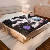 Plush Blanket, Floating Space Man Blanket, Celestial Nebula Theme, Outer Space Throw, Galaxy Bedroom Decor, Astronaut Blanket