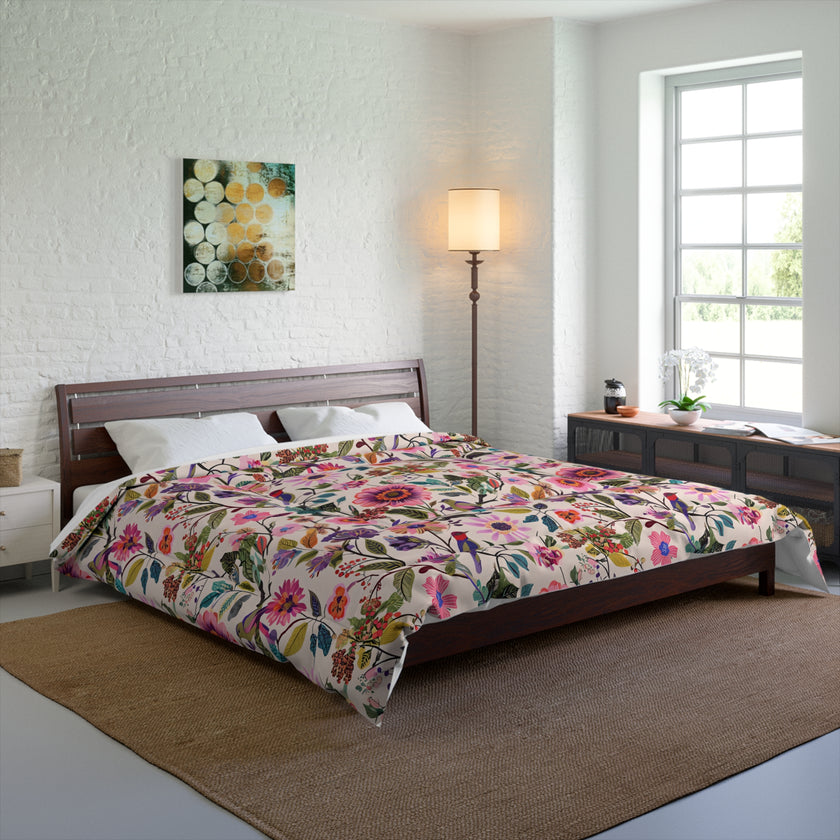 Floral Comforter for Cozy Bedrooms, Boho Home Decor, Floral Bedding, Bedspread, Gift for Her, Spring Bedroom Makeover