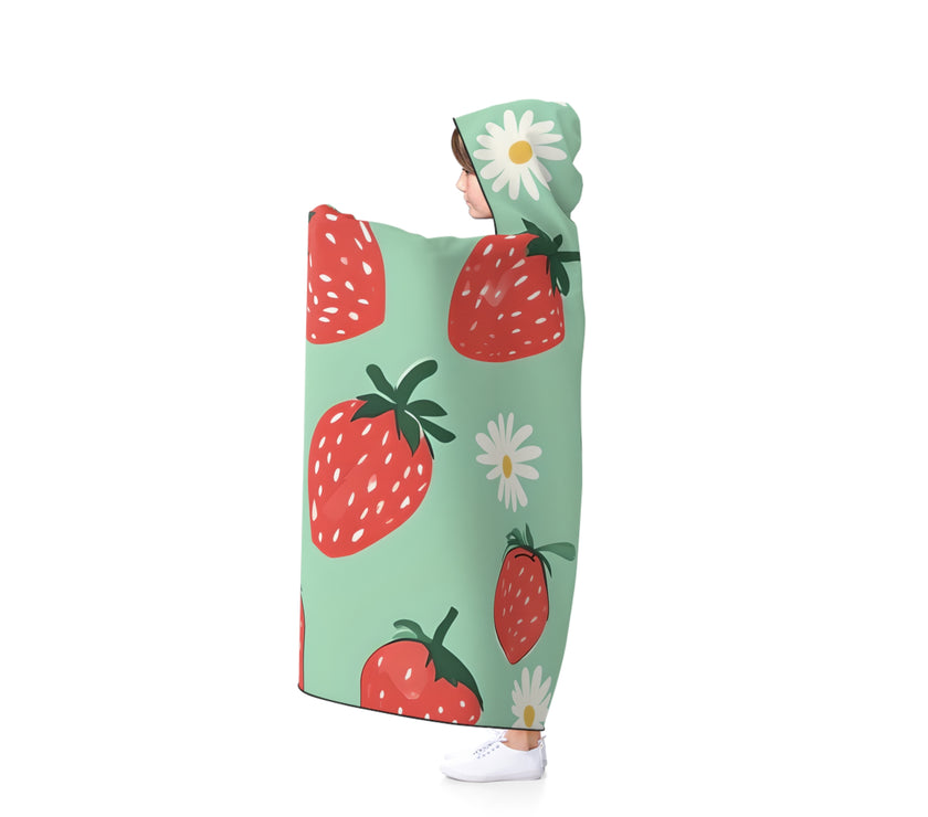 Strawberry Bliss Hooded Blanket - Cozy Wearable Blanket for Home, Gifts for Her, Fun Summer Decor, Cute Chill Nights