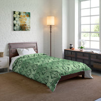Elegant Floral Green Comforter, Cozy Bedding for Home Decor, Romantic Bedroom Set, Stylish Bed Cover, Gift for Housewarming