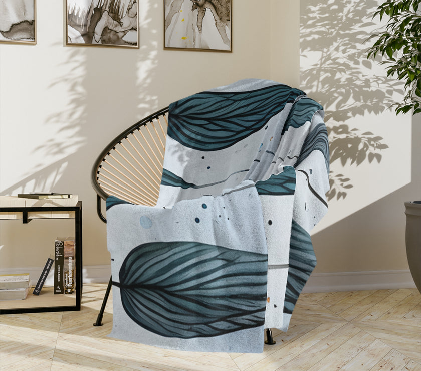 Blue and  White Velveteen Microfiber Blanket