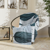 Blue and  White Velveteen Microfiber Blanket