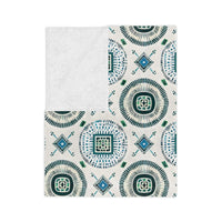 Blue and White Velveteen Microfiber Blanket