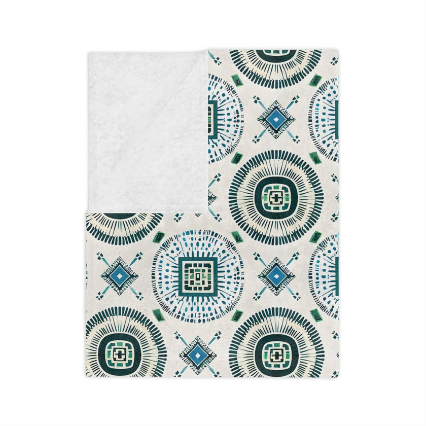 Blue and White Velveteen Microfiber Blanket