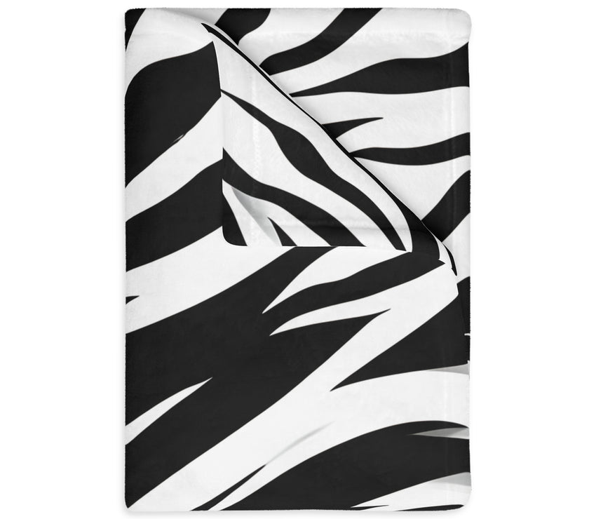 Velveteen Microfiber Blanket (Two-sided print) - Black and White Zebra Stripes, Cozy Throw for Home Decor, Animal Lover Gift, Safari Chic