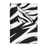 Velveteen Microfiber Blanket (Two-sided print) - Black and White Zebra Stripes, Cozy Throw for Home Decor, Animal Lover Gift, Safari Chic