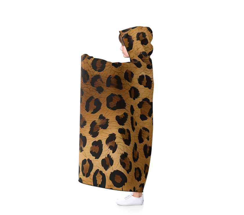 Cozy Leopard Print Hooded Blanket, Perfect for Snuggling, Movie Nights, Gifts for Her, Home Decor, Leopard Pattern Blanket
