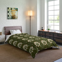 Botanical Floral Comforter, Cozy Bedding for Home Decor, Green Flower Design, Eco-Friendly Gift, Spring & Summer Style