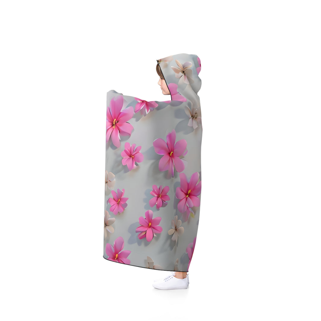 Cozy Floral Hooded Blanket, Warm Blanket, Gift for Her, Flower Blanket, Pink Floral Wrap, Cute Throw for Home