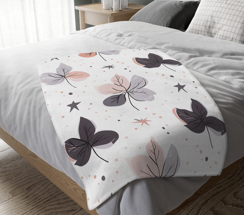 Pink Floral, Pink Flowers Velveteen Microfiber Blanket (Two-sided print)