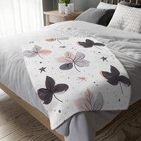 Pink Floral, Pink Flowers Velveteen Microfiber Blanket (Two-sided print)
