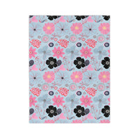 Blue, Pink Floral Velveteen Microfiber Blanket