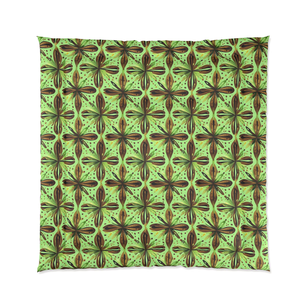 Vibrant Floral Comforter - Boho Bedding, Green Patterned Blanket, Cozy Home Decor, Gift for Nature Lovers, Spring Bedroom