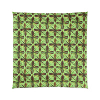 Vibrant Floral Comforter - Boho Bedding, Green Patterned Blanket, Cozy Home Decor, Gift for Nature Lovers, Spring Bedroom