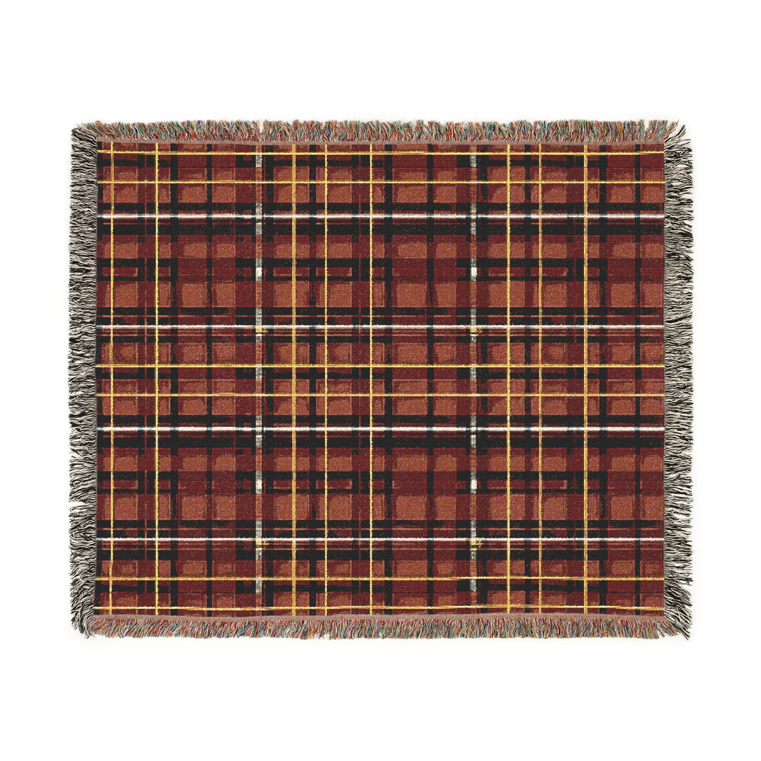 Red Plaid Woven Blanket - Cozy Christmas Home Decor, Tartan Check Throw, Winter Lap Quilt, Holiday Bedding, Cabin Blankie