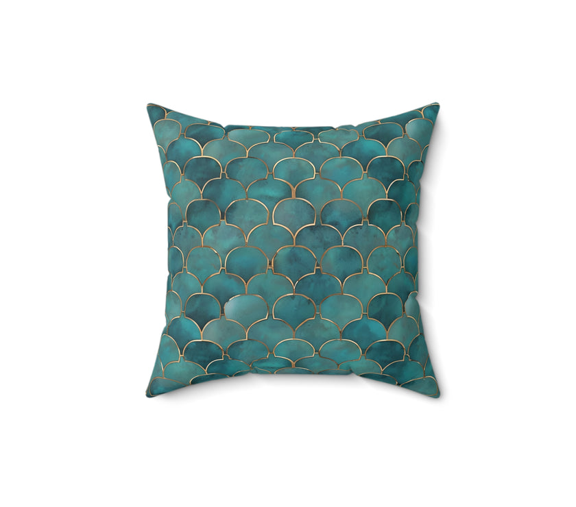 Green | Blue Faux Suede Square Pillow