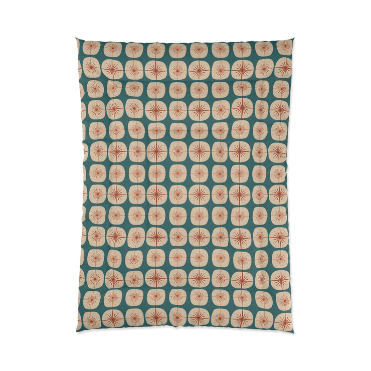 Retro Geometric Comforter, Boho Bedding, Vintage Style Quilt, Cozy Bedroom Decor, Spring Home Accessories, Gift for Her