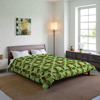 Vibrant Floral Comforter - Boho Bedding, Green Patterned Blanket, Cozy Home Decor, Gift for Nature Lovers, Spring Bedroom