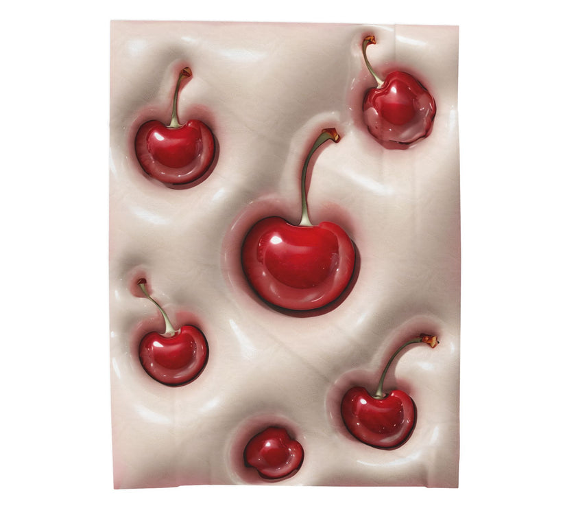 Cherries Plush Blanket, Red Cherry Throw Blanket, Cozy Bedding Decor, Fleece Bedroom Blanket, Cherry Lover Gift, Winter Warm Blanket