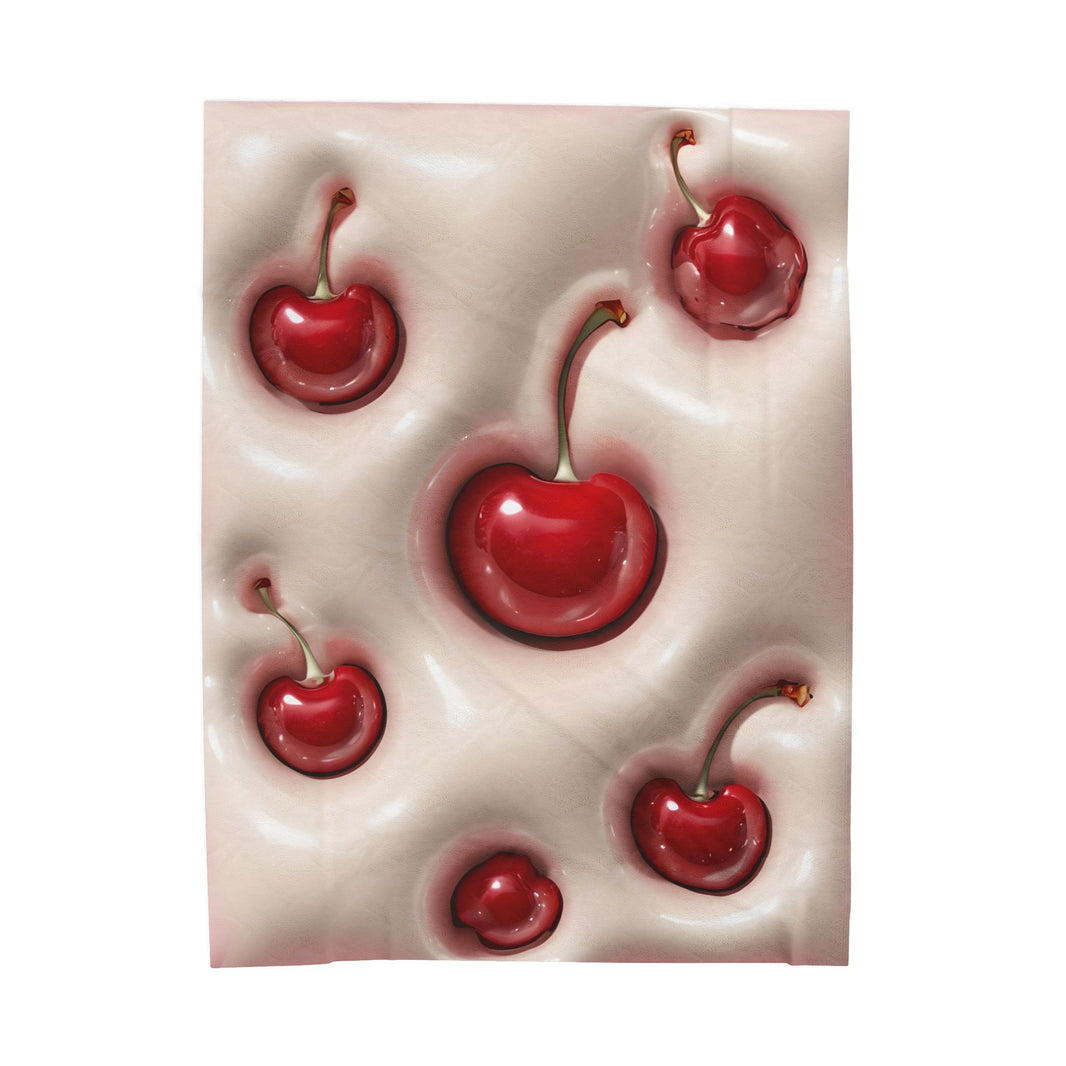 Cherries Plush Blanket, Red Cherry Throw Blanket, Cozy Bedding Decor, Fleece Bedroom Blanket, Cherry Lover Gift, Winter Warm Blanket