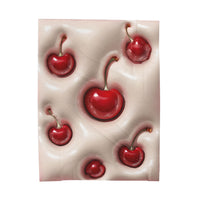 Cherries Plush Blanket, Red Cherry Throw Blanket, Cozy Bedding Decor, Fleece Bedroom Blanket, Cherry Lover Gift, Winter Warm Blanket