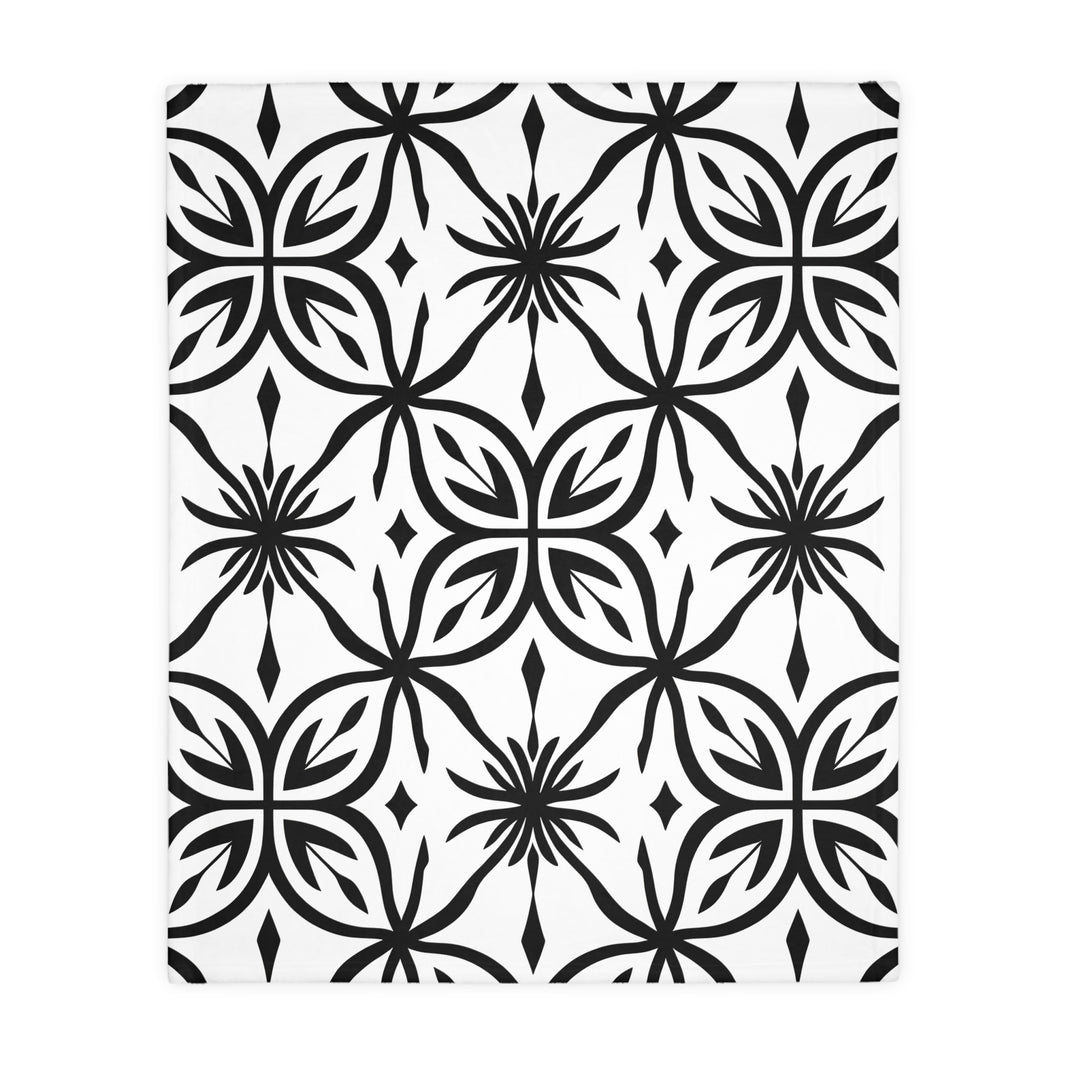 Black and White Pattern Velveteen Microfiber Blanket (Two-sided print)
