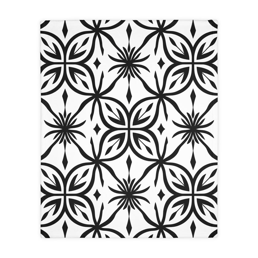 Black and White Pattern Velveteen Microfiber Blanket (Two-sided print)