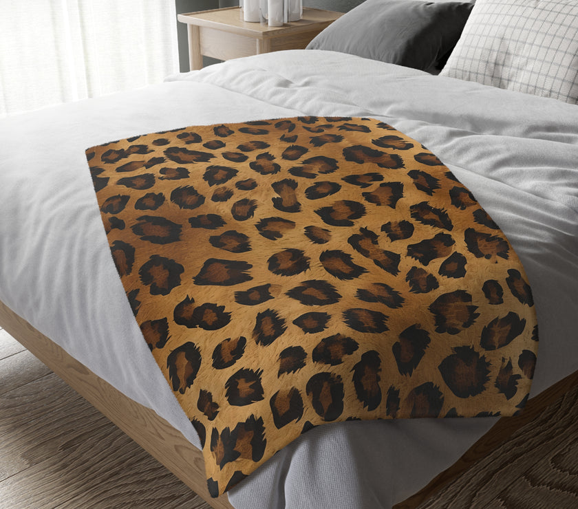 Leopard Print Velveteen Microfiber Blanket (Two-sided print)
