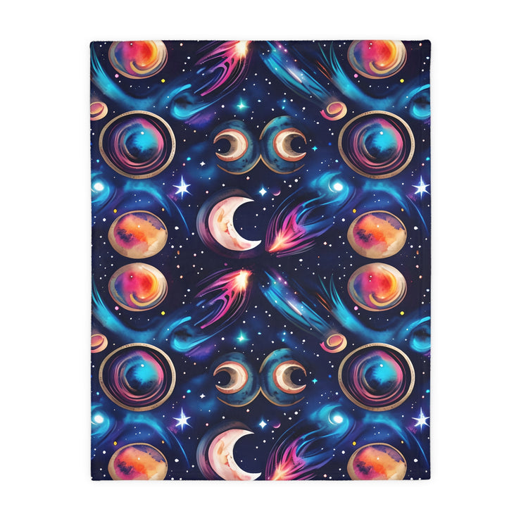Space / Planet Velveteen Microfiber Blanket (Two-sided print)