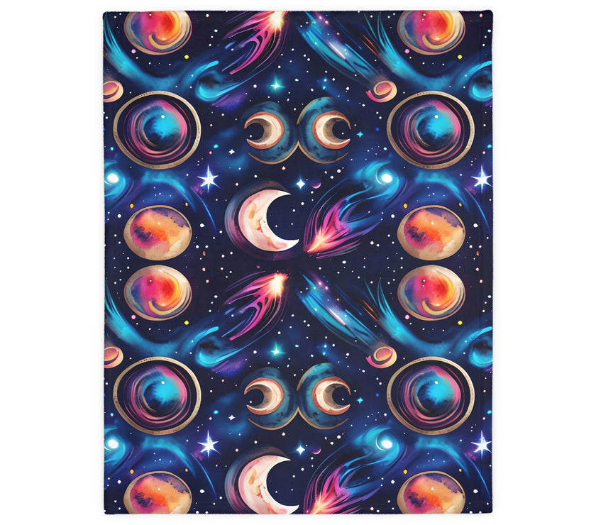 Space / Planet Velveteen Microfiber Blanket (Two-sided print)
