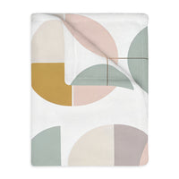 Velveteen Blanket, Pink White Grey Circle Graphic Design, Soft Cozy Throw, Warm Bedspread, Home Decor Accent, Gift for Her, Dorm Room