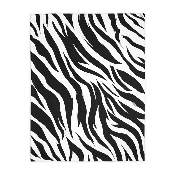 Velveteen Microfiber Blanket (Two-sided print) - Black and White Zebra Stripes, Cozy Throw for Home Decor, Animal Lover Gift, Safari Chic