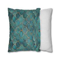 Blue/Green Faux Suede Square Pillowcase