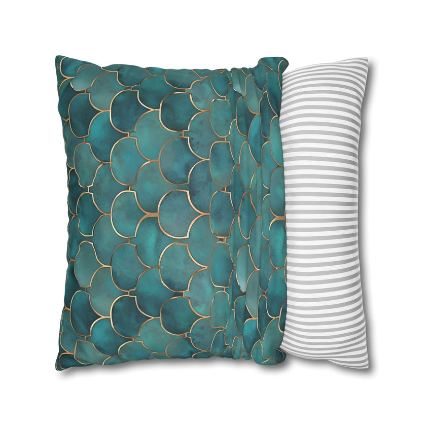 Blue/Green Faux Suede Square Pillowcase
