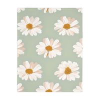 Velveteen Microfiber Blanket, White Daisies on Green - Floral Throw, Botanical Home Decor, Cozy Bedding, Gift for Nature Lovers, Double