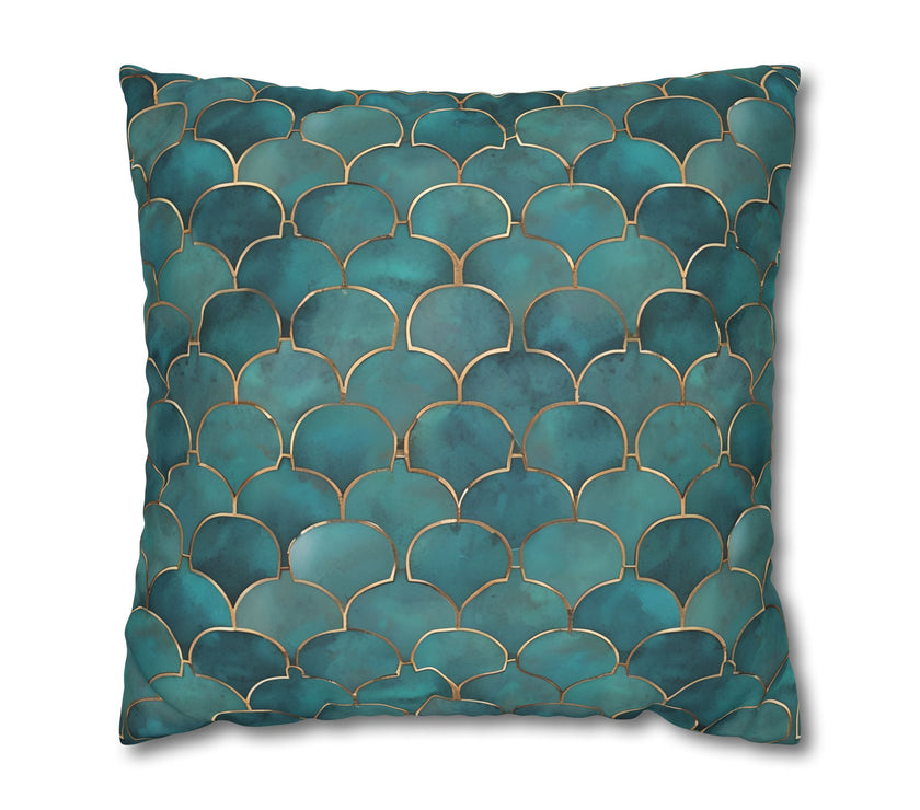 Blue/Green Faux Suede Square Pillowcase
