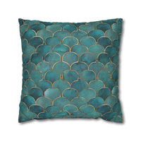 Blue/Green Faux Suede Square Pillowcase