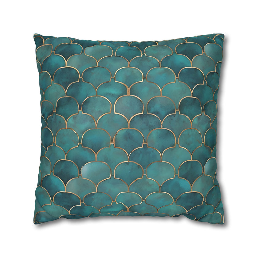Blue/Green Faux Suede Square Pillowcase