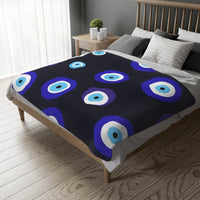Blue Evil Eye Blanket Velveteen Microfiber Blanket (Two-sided print)