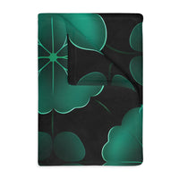 Green Jade Floral Velveteen Microfiber Blanket (Two-sided print)