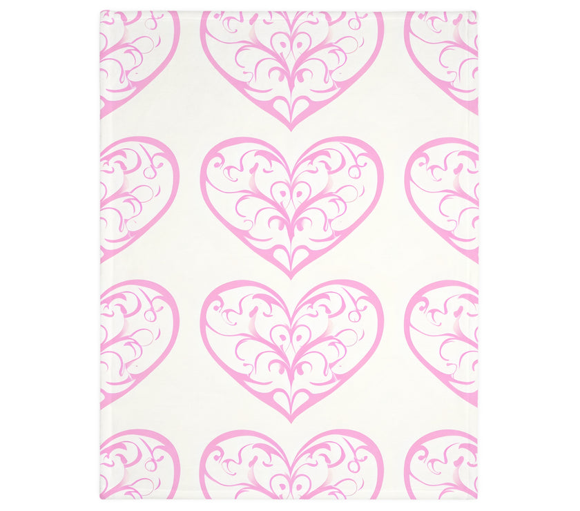 Blanket, soft, cozy, pink heart design, gift for her, home decor, Valentine's Day gift, dorm essential