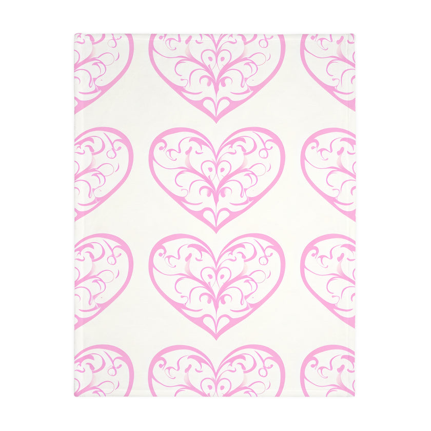 Blanket, soft, cozy, pink heart design, gift for her, home decor, Valentine's Day gift, dorm essential